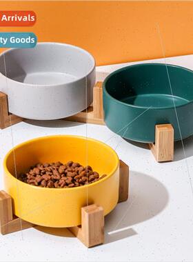 Cat Bowl Ceramic Double Bowl Water Bowl One pcs Wooden Frame