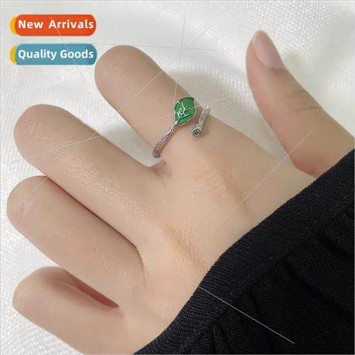 Tree Branch Leaf Ring Sweet Elegant Fashion Open Green Leaf