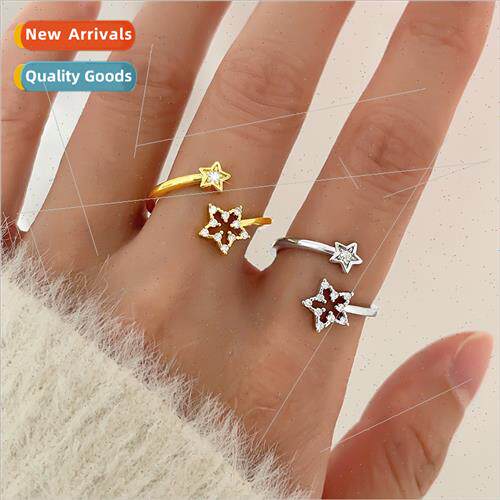 Small star  ring nd Korea sweet meteor ing dream hollow flas