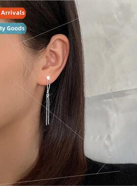 Faceted beaded zirconia tassel earrings round beads rope kno