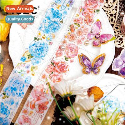 Rose flow year washi tape ins retro floral handbook DIY mate