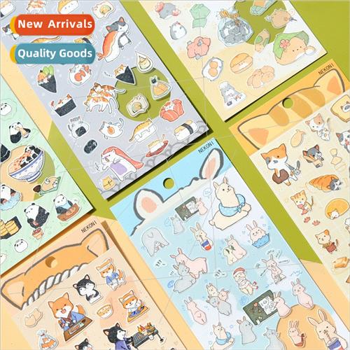 Stickers cute animal panda cat alpaca shiba inu food album d