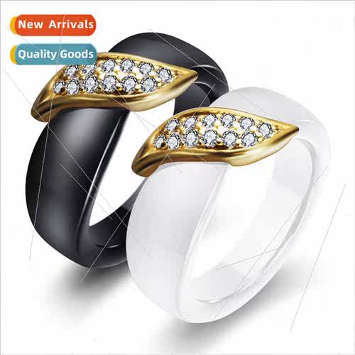 Ceramic ring Gold leaf black whe ceramic couple ring hundred