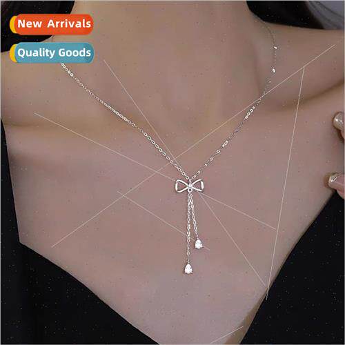 Bow necklace female simple collarbone chain Mori 2023 new ta