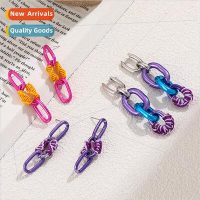 Autumn new geometric chain electrophoresis braided earrings