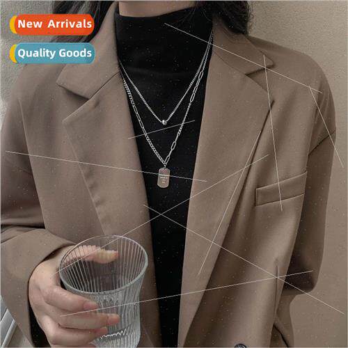 English tag double layered necklace women niche fall winter