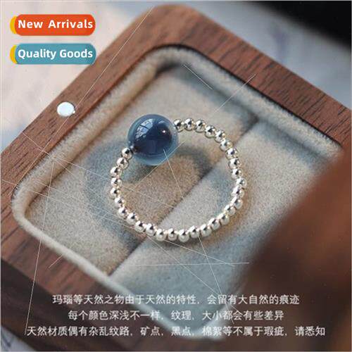 Blue Loose Agate S925 lver Ring Women Fashion Vintage che mp