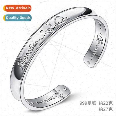 999 silver bracelet open rose flower hjewelry ring carnation