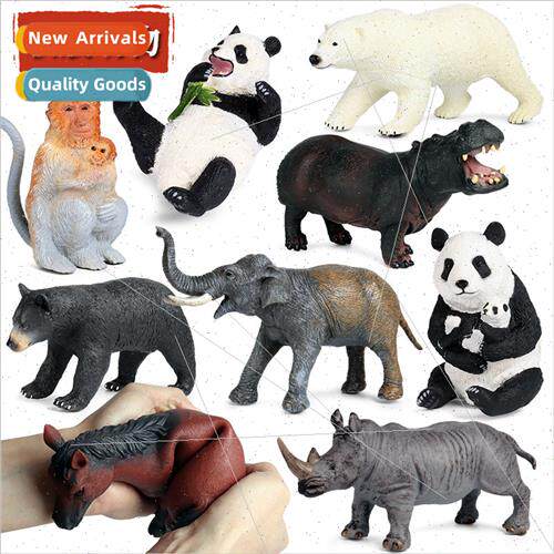Children soft plastic wild animal model pandas elephants sow