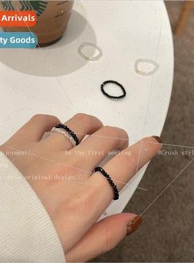 Stch adjustable crystal ring female tide simple student hund