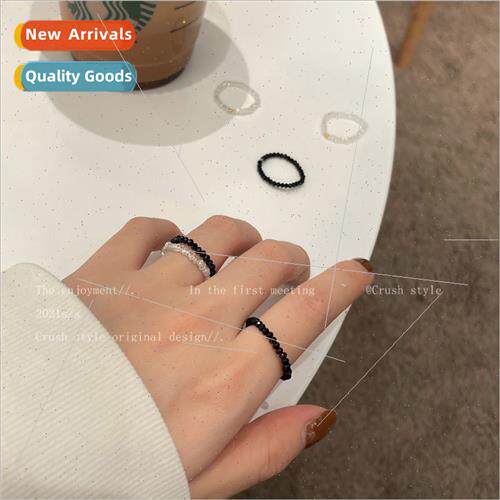 Stch adjustable crystal ring female tide simple student hund
