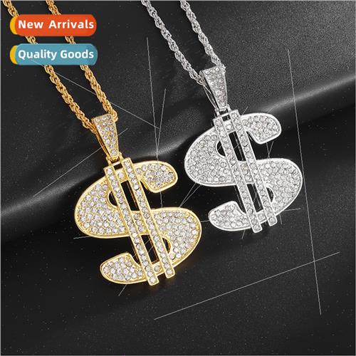 Europe hip-hop bully thick US dollar symbols necklace alloy