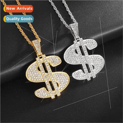 Europe hip-hop bully thick US dollar symbols necklace alloy