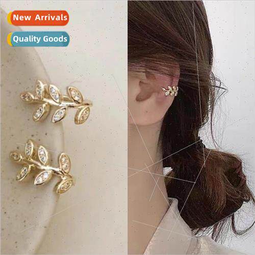 French glter diamond zirconia leaf ear bone clip Mori exquis