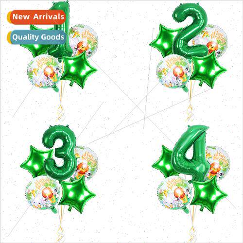 5pcs32 inch green numbers 18 inch pentagram est animal birth