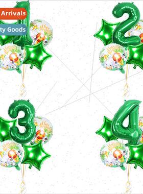 5pcs32 inch green numbers 18 inch pentagram est animal birth