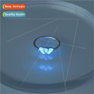 Europe blue zirconia light heart Halloween ring ins double