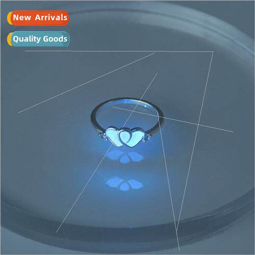 Europe ins ring Halloween light blue double heart zirconia f