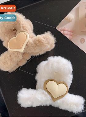 Plush hair clips female back head cute shark clip large scra