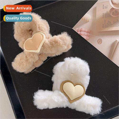 Plush hair clips female back head cute shark clip large scra