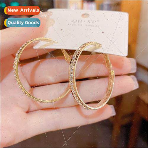 Korea fashion full diamond circle earrings 2022 new tide s92