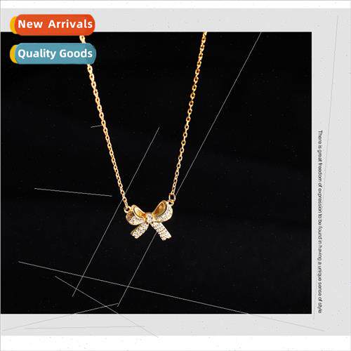 Bow tie collarbone necklace women flash diamonds simple nich