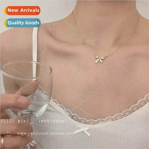 New bow necklace female summer niche simple collarbone chain