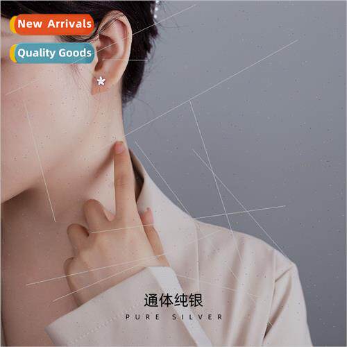 S925 silver plated mini small flower earrings female simple