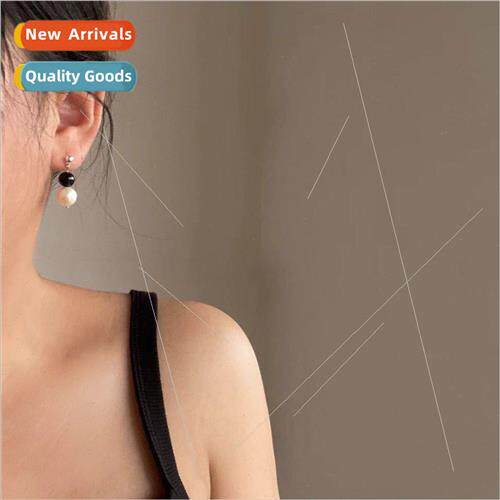 New French retro mini earrings sense pearl silver pin earrin