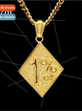 New One Percent Alloy Pendant Gold Plated Hip Hop Milary Nec