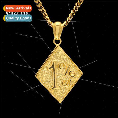 New One Percent Alloy Pendant Gold Plated Hip Hop Milary Nec