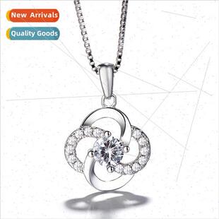 Korea collar silver zirconia s925 inlaid four pendant leaves