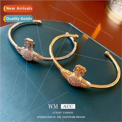 Zirconia Saturn open bracelet Hundred bracelet Earrings Wome