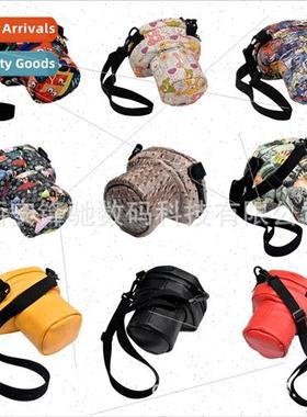 Cute Leather Zippered DSLR Piggyback Camera Bag Photography