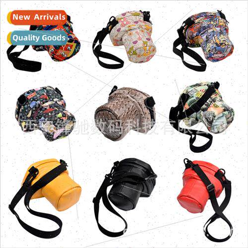 Cute Leather Zippered DSLR Piggyback Camera Bag Photography