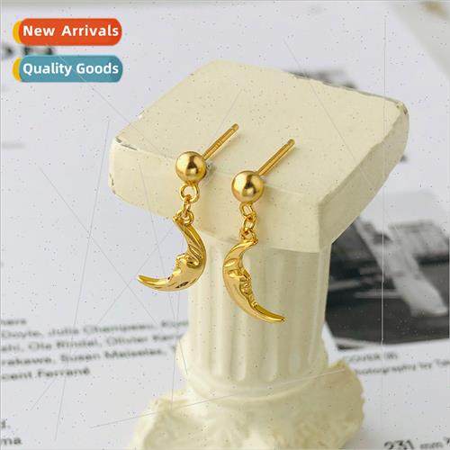 Europe new s925 silver creative human face earrings gold moo