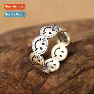 Hundreds simple smiley face opening adjustable ring female t