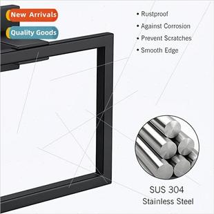 No-punch stainless steel bathroom towel rack coat hook black