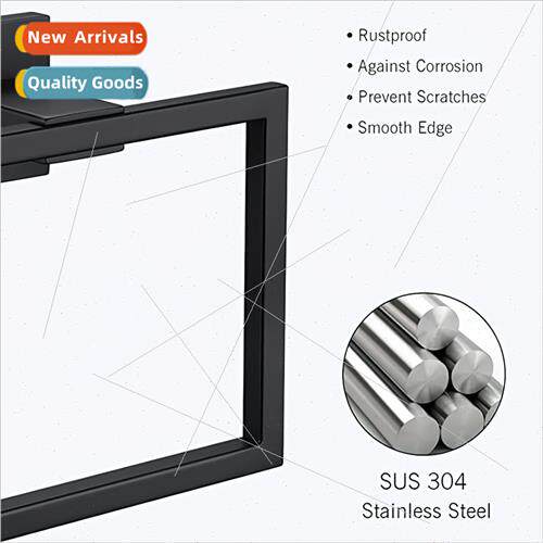 No-punch stainless steel bathroom towel rack coat hook black