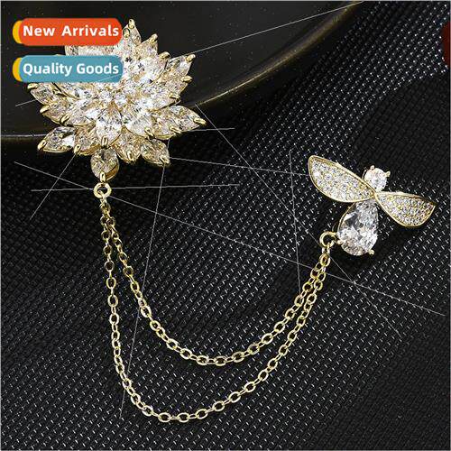 Bee tassel chain brooch high-grade crystal rhinestone brooch