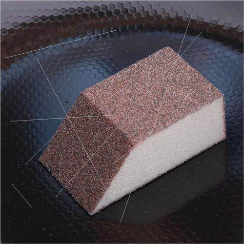 Diamond scrub crevice corners sponge wipe stain removal rust