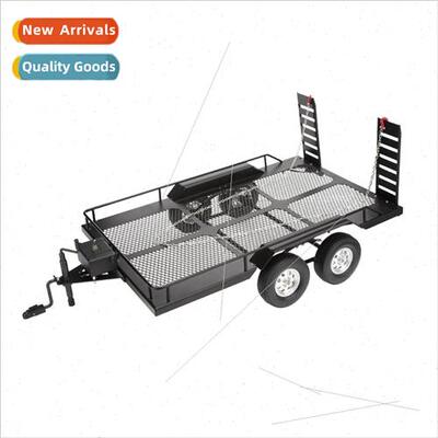TRX4 KM2 D90 scx10 1/10 tandem axle metal trailer flatbed tr