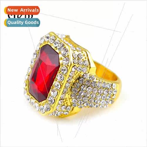 che Square Diamond Alloy Ring Men Hip Hop Gold Plated Finger