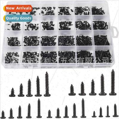 1100pcs Black Phillips Round Head Tapping Screws Set Pan Hea