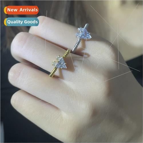 Diamond heart square ring female simple fashion open twist f