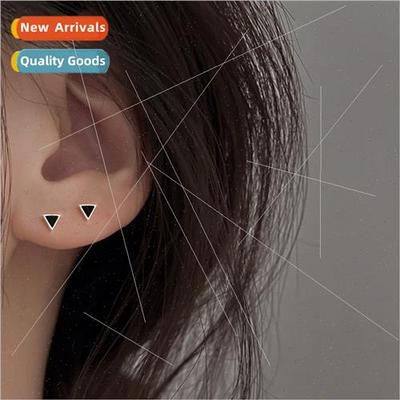 925 geometric black ear pin female 2023 new simple ear bone