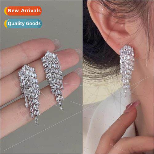 Long zirconia tassel earrings earrings 2023 fashion hundred