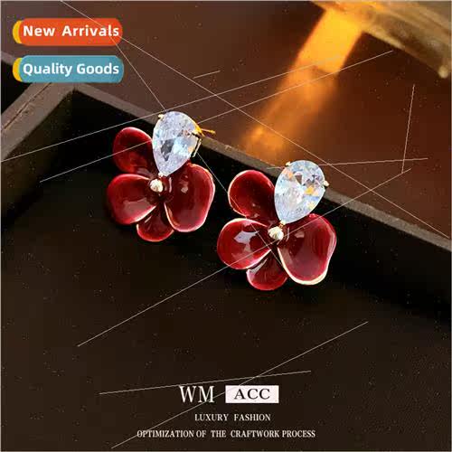 zirconia oil drop flower earrings delicate earrings earrings
