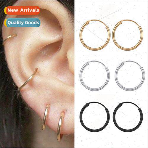 Fashion mple Round Circle Metal Small Earrings Creative Punk