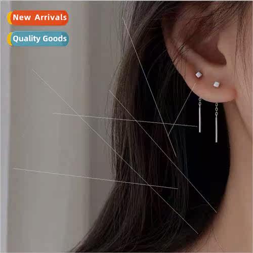 Mini silver needle earrings female 2023 ear wire earrings ni